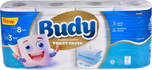 Budy Toalett papír Soft 3rtg 100% cell 19 m 8 tek /csom