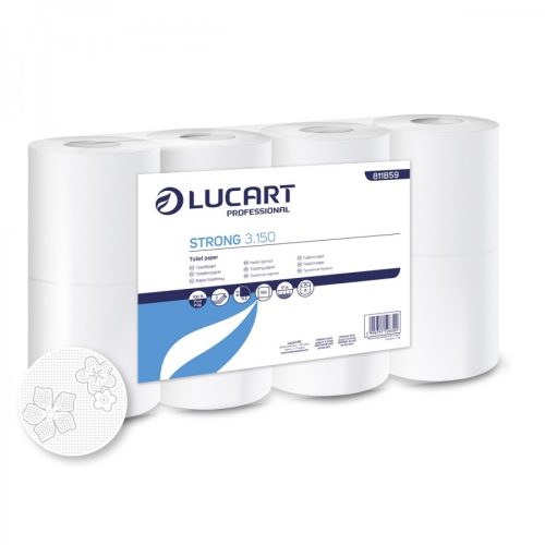 Lucart Strong 3 150, háztartási toalettpapír 3 rétegű, 150 lapos, 8x8 tekercs/zsák