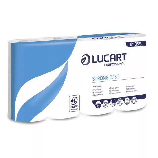 Lucart Strong 3 150, háztartási toalettpapír 3 rétegű, 150 lapos, 8x8 tekercs/zsák