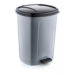 MŰANYAG PEDÁLOS SZEMETES, EZÜST/FEKETE 50 L