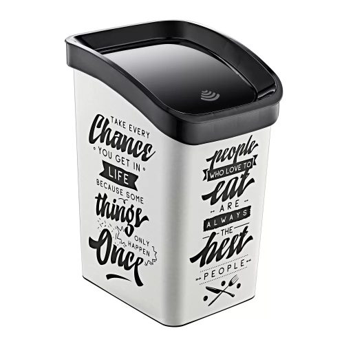 MŰANYAG SMART CLICK SZEMETES, FEHÉR/FEKETE MINTÁS FELIRATTAL GOGO 23 L