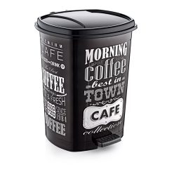 MŰANYAG PEDÁLOS SZEMETES, FEKETE/FEKETE MINTÁS GOGO 50L